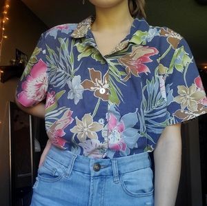 Jamaica Bay womens vintage hawaiian buttonup shirt